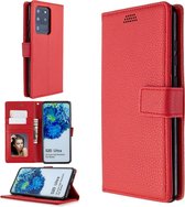 Voor Sansung Galaxy S20 Ultra Litchi Texture Horizontale Flip Leather Case met houder & kaartsleuven & portemonnee & fotolijst (rood)