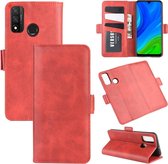 Voor Huawei P smart 2020 dual-side magnetische gesp horizontale flip lederen tas met houder & kaartsleuven & portemonnee (rood)