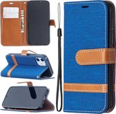Voor iPhone 12 Kleuraanpassing Denim Texture Horizontale Flip Leren Case met Houder & Kaartsleuven & Portemonnee & Lanyard (Koningsblauw)