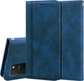 Voor Samsung Galaxy S10 Lite / A91 Frosted Business Magnetische Horizontale Flip PU lederen tas met houder & kaartsleuf & lanyard (blauw)