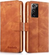 Voor Samsung Galaxy Note20 Ultra Diaobaolee Pure Fresh Grain Horizontale Flip Leather Case met Houder & Kaartsleuven (Geel)