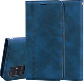 Voor Samsung Galaxy A51 Frosted Business Magnetische Horizontale Flip PU lederen tas met houder & kaartsleuf & lanyard (blauw)