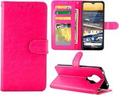 Voor Nokia5.3 Crazy Horse Textuur Lederen Horizontale Flip Beschermhoes met Houder & Kaartsleuven & Portemonnee & Fotolijst (Magenta)