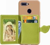 Leaf Buckle Litchi Texture Kaarthouder PU + TPU Case voor OPPO F9, met kaartsleuf en houder & portemonnee en fotolijst