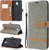 Voor xiaomi redmi 8A kleuraanpassing denim textuur horizontaal flip pu lederen case met houder & kaartsleuven & portemonnee & lanyard (grijs)