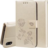 Rose reliÃ«f horizontale flip PU lederen tas met houder en kaartsleuven en portemonnee voor Geschikt voor Xiaomi Redmi 7A (goud)