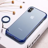 Frosted anti-slip TPU beschermhoes met metalen ring voor iPhone XS Max (blauw)
