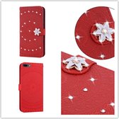 Voor iPhone XS Max Pressed Printing Sticking Drill Pattern Horizontal Flip PU Leather Case with Holder & Card Slots & Wallet & & Lanyard (Red)