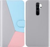 Voor Xiaomi Redmi Note 8 Pro Tricolor stiksels Horizontaal Flip TPU + PU lederen tas met houder & kaartsleuven & portemonnee (grijs)