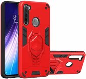 Voor Xiaomi Redmi Note 8 2 in 1 Armor Knight Series PC + TPU beschermhoes met onzichtbare houder (rood)