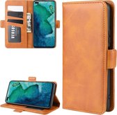 Voor Huawei Honor V30 / V30 Pro Dual-side magnetische gesp horizontale flip lederen tas met houder & kaartsleuven & portemonnee (geel)