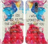 Voor LG K40 (2019) 3D-schilderij Gekleurd tekenpatroon Horizontaal Flip TPU + PU lederen tas met houder & kaartsleuven & portemonnee & draagkoord (Engels alfabet)