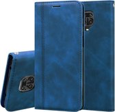 Voor Geschikt voor Xiaomi Redmi Note 9S Frosted Business Magnetische horizontale flip PU lederen tas met houder en kaartsleuf en lanyard (blauw)