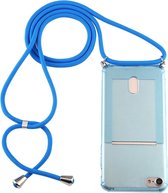 Voor iPhone 8/7 Transparante TPU-beschermhoes met draagkoord en kaartsleuf (blauw)