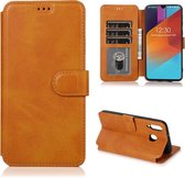 Voor Samsung Galaxy M30 Kalf Textuur Magnetische Gesp Horizontale Flip Leren Case met Houder & Kaartsleuven & Portemonnee & Fotolijst (Kaki)