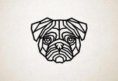 Wanddecoratie - Hond - Pug - S - 45x55cm - Zwart - muurdecoratie - Line Art