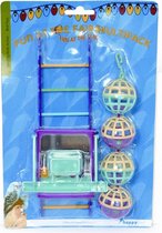 Happy pet bird toy mp bal/ladder/perch - 22x10x4 cm - 1 stuks