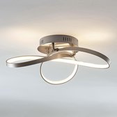 Lindby - LED plafondlamp- met dimmer - 1licht - aluminium, metaal, kunststof - H: 16.5 cm - mat nikkel, wit - Inclusief lichtbron