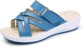 Cross Striped Fashion Cute Slippers Sandalen voor dames (Kleur: Blauw Maat: 40)