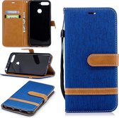 Kleurafstemming Denim Texture Leather Case voor Huawei Honor 7A & Y6 (2018), met houder & kaartsleuven & portemonnee & lanyard (koningsblauw)