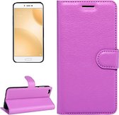 Voor xiaomi mi 5c litchi textuur horizontale flip lederen tas met magnetische gesp & houder & kaartsleuven & portemonnee (paars)