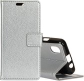 Litchi Texture Horizontal Flip lederen tas voor iPhone XR, met houder & kaartsleuven & portemonnee (zilver)
