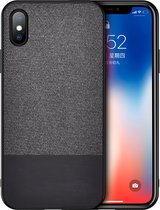 Schokbestendige splicing PU + doek beschermhoes voor iPhone XS Max (zwart)