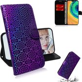 Voor Huawei Mate 30 / 5G effen kleur kleurrijke magnetische gesp horizontale flip pu lederen case met houder & kaartsleuven & portemonnee & lanyard (paars)