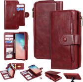 Voor Galaxy S10 multifunctionele retro afneembare magnetische horizontale flip lederen tas met kaartsleuven en houder en portemonnee en fotolijst (rood)