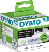 DYMO LW adresetiketten, 89 mm x 36 mm, papier, 1 x 260 etiketten