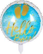 Folieballon 'Hello Boy' - Geboorte Jongen - Babyshower - Gender reveal - 46 cm