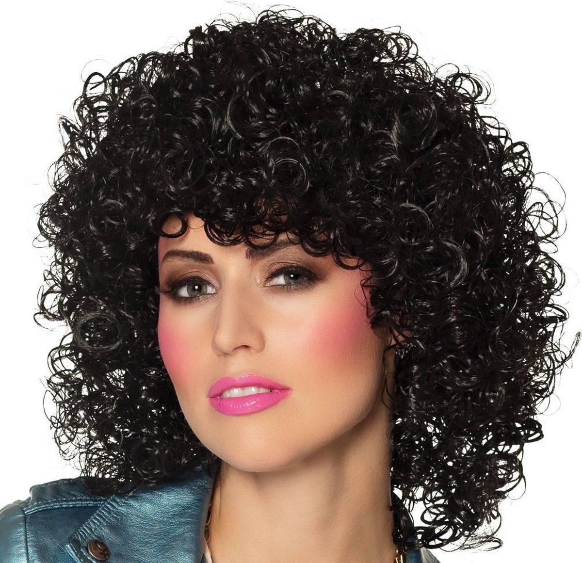 Boland - Pruik Club zwart Zwart - Krullen - Halflang - Vrouwen - - 80's & 90's - Disco — afbeelding 7
