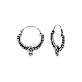 Zilveren oorbellen | Zilveren oorringen | Zilveren Bali hoops, bolletjes met cirkel