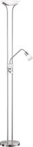 LED Vloerlamp - Iona Santoni - 20W - Warm Wit 3000K - 2-lichts - Dimbaar - Rond - Mat Nikkel - Aluminium