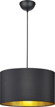 LED Hanglamp - Hangverlichting - Iona Hostons - E27 Fitting - Rond - Mat Zwart - Textiel