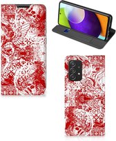 Étui Book Style Coque Samsung Galaxy A52 Smart Cover Angel Skull Rouge