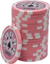 Royal Flush Poker Chips 5000 roze (25 stuks)- pokerchips-pokerfiches-ABS chips-pokerspel-pokerset-poker set
