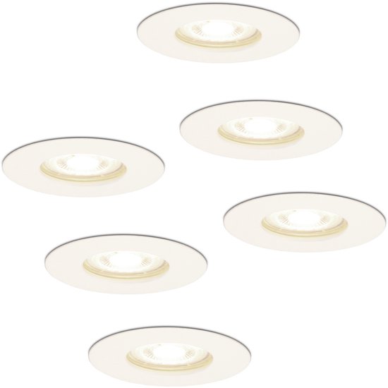 HOFTRONIC - 6x Bari LED Inbouwspots Badkamer Wit - GU10 LED Spots Inbouw - 5W 400lm - 2700K Warm wit licht - IP65 Waterdicht - Inbouw Spots Plafond - Plafondspots voor Woonkamer, Keuken, Slaapkamer en Buiten