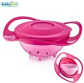 BabyJem Kinderbord - Eetbakje 360 graden - Baby Kommetje - Baby Kom - Anti knoei bakje - Roze