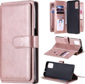 Voor Motorola Moto G9 Plus Multifunctionele Magnetische Koperen Gesp Horizontale Flip Effen Kleur Leren Case met 10 Kaartsleuven & Portemonnee & Houder & Fotolijst (Rose Goud)