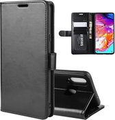 Voor Galaxy A20s R64 Texture Single Fold Horizontale Flip Leather Case met houder & kaartsleuven & portemonnee (zwart)