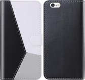 Voor iPhone 6s / 6 Tricolor Stitching Horizontale Flip TPU + PU lederen hoes met houder & kaartsleuven en portemonnee (zwart)