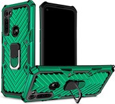 Voor Motorola Moto G8 Power Cool Armor PC + TPU schokbestendig hoesje met 360 graden rotatie ringhouder (donkergroen)