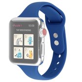 Voor Apple Watch 5 & 4 44 mm / 3 & 2 & 1 42 mm dunne siliconen dubbele gesp vervangende polsband (koningsblauw)