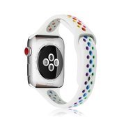 Regenboog siliconen horlogeband voor Apple Watch Series 6 & SE & 5 & 4 44 mm / 3 & 2 & 1 42 mm (wit)