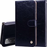 Voor Samsung Galaxy S20 FE zakelijke stijl olie wax textuur horizontale flip lederen tas, met houder & kaartsleuven & portemonnee (zwart)