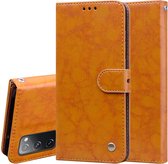 Voor Samsung Galaxy S20 FE Business Style Oil Wax Texture Horizontale Flip Leather Case, met houder & kaartsleuven & portemonnee (geel)