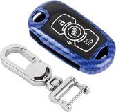 Koolstofvezel textuur autosleutel beschermhoes voor Buick Verano (blauw)