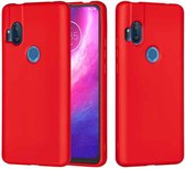 Voor Motorola Moto One Hyper effen kleur vloeibare siliconen valbestendige volledige dekking beschermhoes (rood)