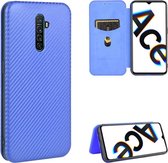 Voor OPPO Rnoe Ace koolstofvezel textuur magnetische horizontale flip TPU + pc + PU lederen tas met kaartsleuf (blauw)